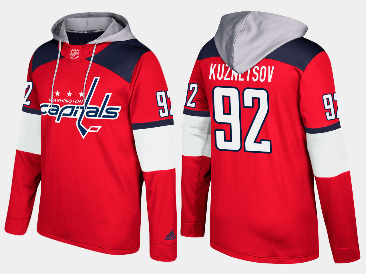 Men NHL Washington capitals 92 evgeny kuznetsov red hoodie